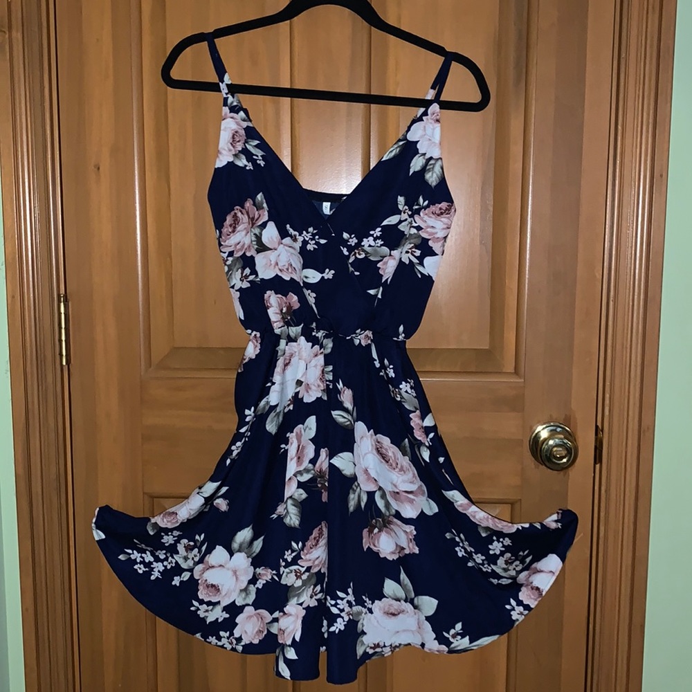 This navy, floral dress was purchased from Shein, size small.